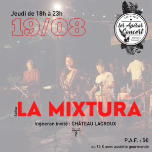La Mixtura groupe musical de Salsa à l'apéro concert de Bernard Gisquet à Cestayrols